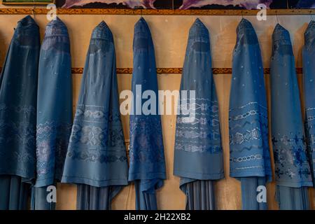 Burqa shop in Herat, Afghanistan Stock Photo