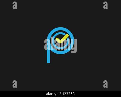 LETTERS POK LOGO DESIGN WITH NEGATIVE SPACE EFFECT FOR ILLUSTRATION USE Stock Vector