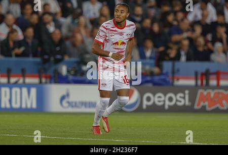 Paris, France, on October/ 2021, CHRISTOPHER NKUNKU of RB LEIPZIG during the UEFA Champions League first round Group A football match between Paris Saint-Germain's (PSG) and RB Leipzig, at The Parc des Princes stadium, in Paris, France on October 19, 2021.Photo by Loic Baratoux/ABACAPRESS.COM Stock Photo