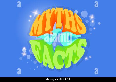 Myths vc facts banner. Checking the facts for truth or lies. Vector illustration. Stock Vector