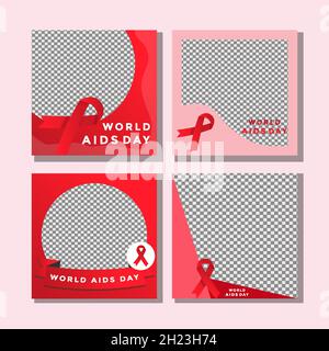 world aids day border profile social media collection Stock Vector