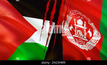 Palestine and Afghanistan flags. 3D Waving flag design. Palestine ...