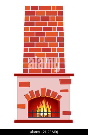 Winter interior bonfire. Stock Vector