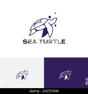 Abstract Sea Turtle Animal Underwater Wildlife Line Logo Stock Vector