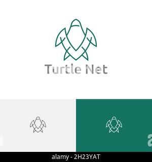 Turtle Net Animal Business Technology Monoline Logo Stock Vector