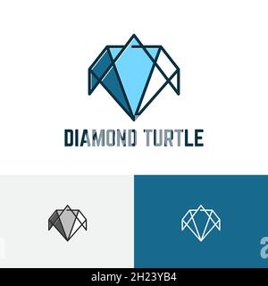 Blue Pentagon Classy Diamond Turtle Jewelry Logo Stock Vector