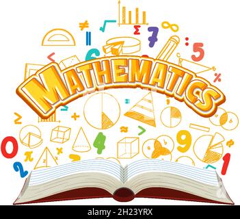 Doodle math formula with Mathematics font illustration Stock Vector