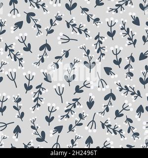 Christmas and Happy New Year seamless pattern with Christmas fir branches and berries. Vector design template. Digital paper. Stock Vector