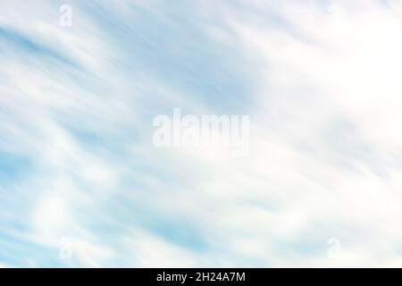 Close up photo of sky and clouds with motion blur effect. Stock Photo