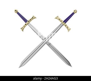 Crossed swords isolated on white background Stock Photo