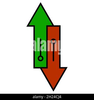 Exchange transfer icon up and down arrow the growth and fall of crypto currency shares Stock Vector