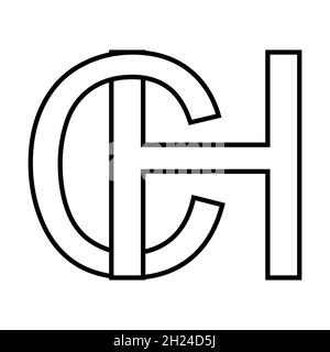Logo sign hc ch icon sign interlaced letters c g logo hc, ch first capital letters pattern alphabet h, c Stock Vector