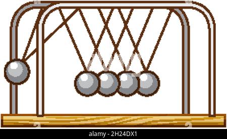 Newtons cradle pendulum on white background illustration Stock Vector