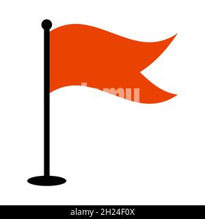 Simple flat icon of a developing flag, the designation of a place on the map stock illustration Stock Vector