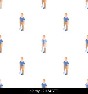 Man with crutches and a plaster on a broken leg pattern seamless background texture repeat wallpaper geometric vector Stock Vector