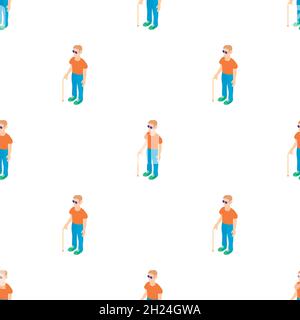 Blind man with a cane pattern seamless background texture repeat wallpaper geometric vector Stock Vector