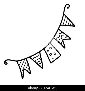 Multicolored flags for a party or birthday on a rope Stock Vector