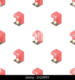 Coffee machine pattern seamless background texture repeat wallpaper geometric vector Stock Vector