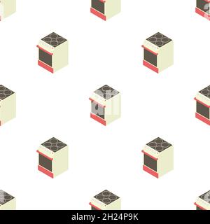 Modern electric cooker pattern seamless background texture repeat wallpaper geometric vector Stock Vector