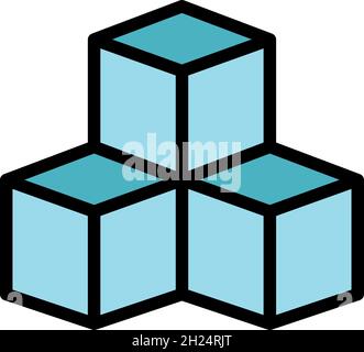 Sugar cubes icon. Outline sugar cubes vector icon color flat isolated Stock Vector