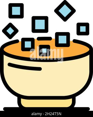 Sugar cubes in bowl icon. Outline sugar cubes in bowl vector icon color flat isolated Stock Vector