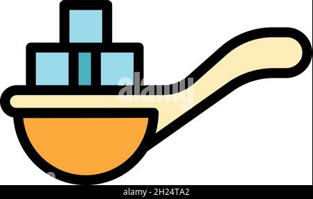 Sugar cubes spoon icon. Outline sugar cubes spoon vector icon color flat isolated Stock Vector