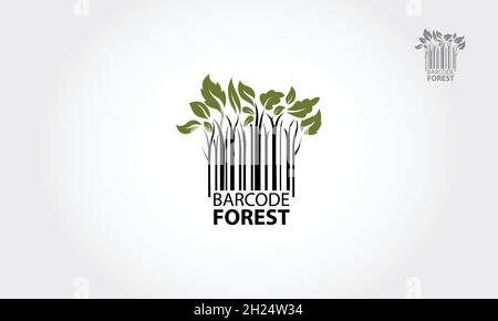 Barcode Forest Vector Logo Template. Forest logo symbol stylized as barcode. Barcode Finder Vector Logo is a designed for Any types of companies. Stock Vector