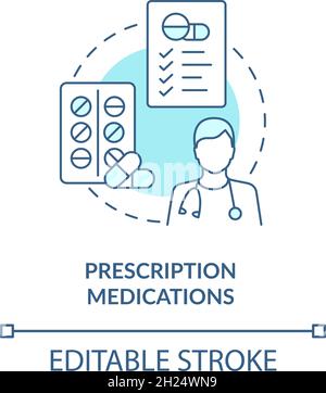 Prescription medications blue concept icon Stock Vector