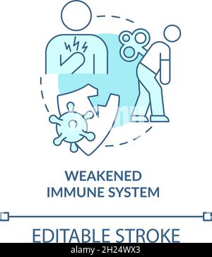 Weakened immune system blue concept icon Stock Vector