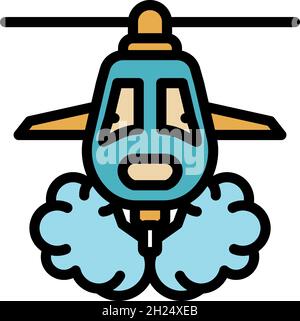 Wildfire helicopter icon. Outline wildfire helicopter vector icon color flat isolated Stock Vector
