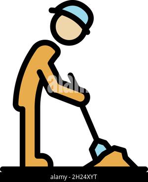 Firefighter shovel icon. Outline firefighter shovel vector icon color flat isolated Stock Vector
