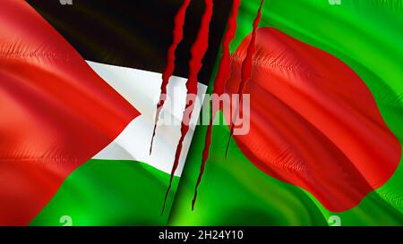 Bangladesh and Palestine flags with scar concept. Waving flag,3D ...