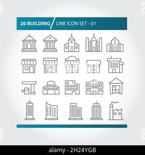 Simple Set of Building Related Vector Icons for Your Site or Application. Stock Vector