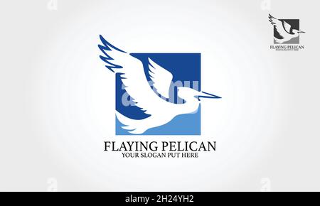 Flaying Pelican Logo Template. Pelican vector design. Stock Vector