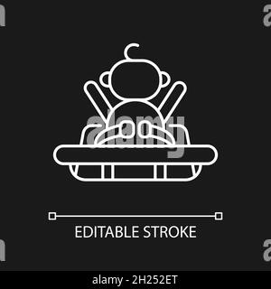 Buckle safety strap in grocery cart white linear icon for dark theme Stock Vector