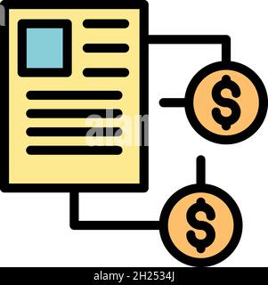Franchise paper money icon. Outline franchise paper money vector icon color flat isolated Stock Vector