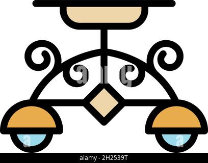 Room ceiling lamp icon. Outline room ceiling lamp vector icon color flat isolated Stock Vector