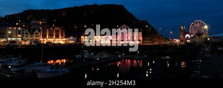 Evening view over Scarborough Harbour, Yorkshire, England, UK Stock Photo