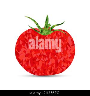 Abstract polygonal tomato vector form of white background. consisting of red color, polygon, lines, and shapes in the form of design. Stock Vector