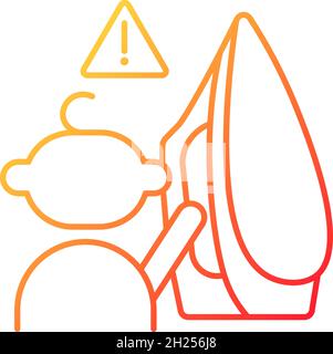 Child and hot iron gradient linear vector icon Stock Vector