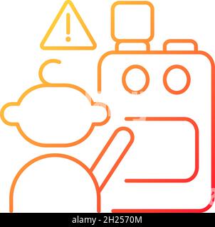 Child and cooking appliances gradient linear vector icon Stock Vector
