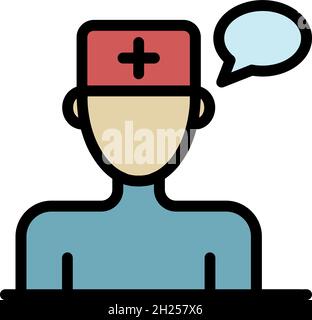 Family doctor chat icon. Outline family doctor chat vector icon color flat isolated Stock Vector