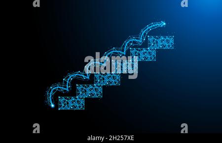 Abstract futuristic success growth vector in the form of a starry sky space. consisting of points, light, lines, and shapes in the form of design. Low Stock Vector