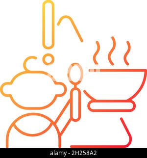 Child and hot food gradient linear vector icon Stock Vector