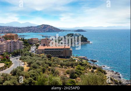 Top view photo of Kusadasi coast line. Stock Photo