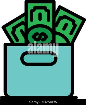 Money laundering box icon. Outline money laundering box vector icon color flat isolated Stock Vector