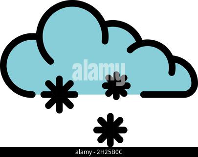 Snowing cloud icon. Outline snowing cloud vector icon color flat isolated Stock Vector