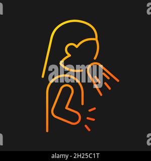 Nausea, vomiting gradient vector icon for dark theme Stock Vector