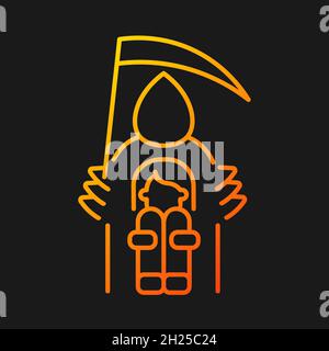 Fear of death gradient vector icon for dark theme Stock Vector