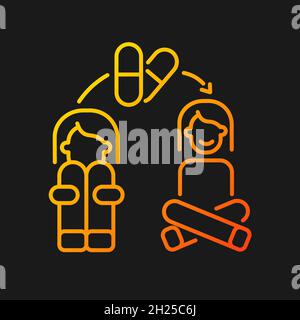 Medication for panic treatment gradient vector icon for dark theme Stock Vector